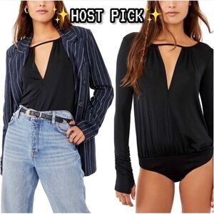 🎉HP🎉🆕 FREE PEOPLE🖤 Kaya Long Sleeve Bodysuit🖤